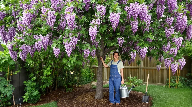 Cet arbre pousse aussi vite que le bambou, mais sa floraison remarquable fait toute la difference
