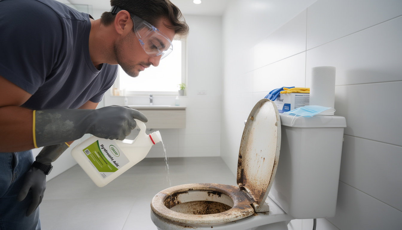 Acide chlorhydrique wc : guide d'utilisation et précautions indispensables découvrez notre guide complet sur l'utilisation sécurisée de l'acide chlorhydrique pour wc, avec toutes les précautions indispensables à connaître pour un entretien efficace et sans risque.